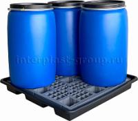 Поддон пластиковый для четырех бочек 1276x1276x160 мм