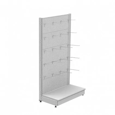 Стеллаж торговый пристенный перфорированный отдельностоящий (2250x1000x500) 10 крючков
