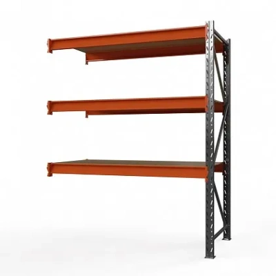 Секция приставная стеллажа металлического Оптима, 3000x1530x785 мм. Полки: 3 шт. фанера